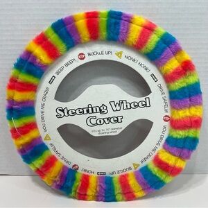 Habitat Fuzzy Rainbow Steering Wheel Cover NWT PRIDE